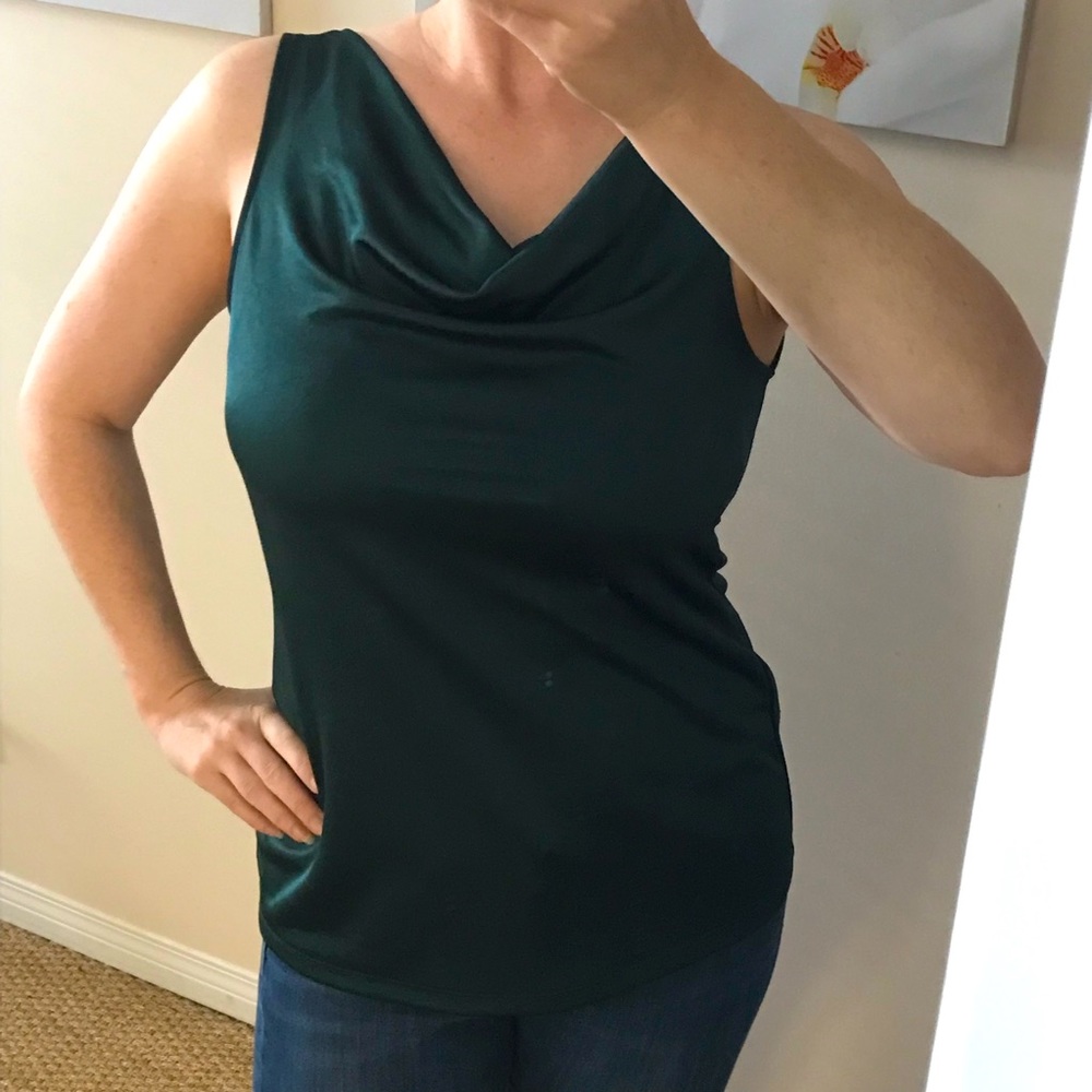 Banana Republic emerald green cowl neck top